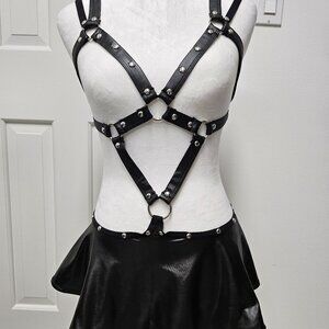 Sexy faux leather dress with stud details